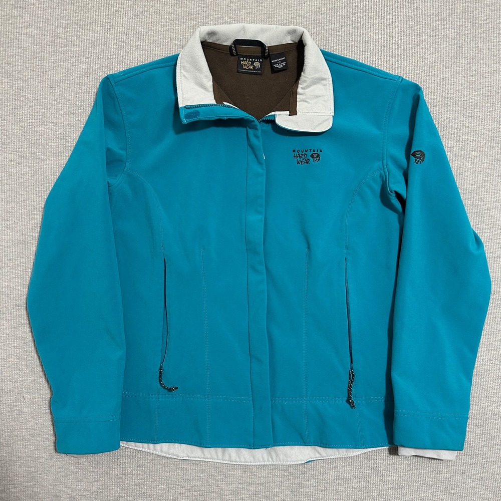Mountain Hardwear Womens OL3690 Teal Blue Fleece Lined Softshell Jacket Large